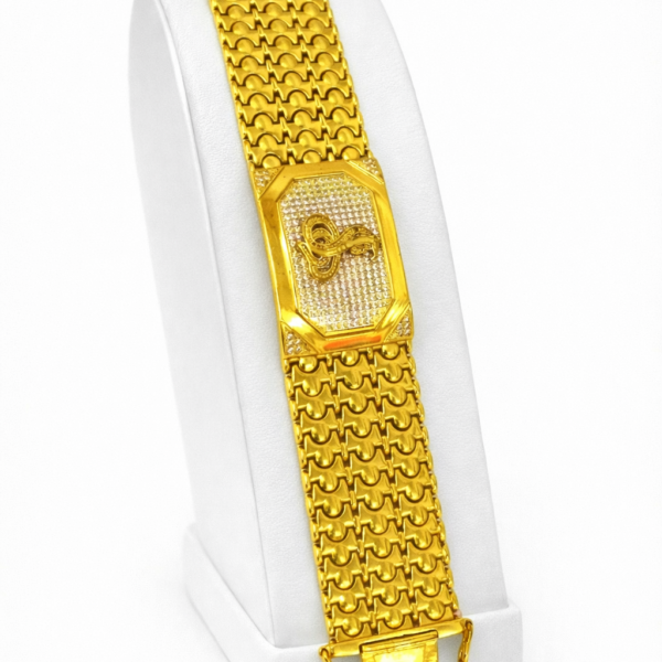 GOGA MAHARAJ HANDMADE GOLD PLATED DIAMONDS LINE BRACELET FOR MEN