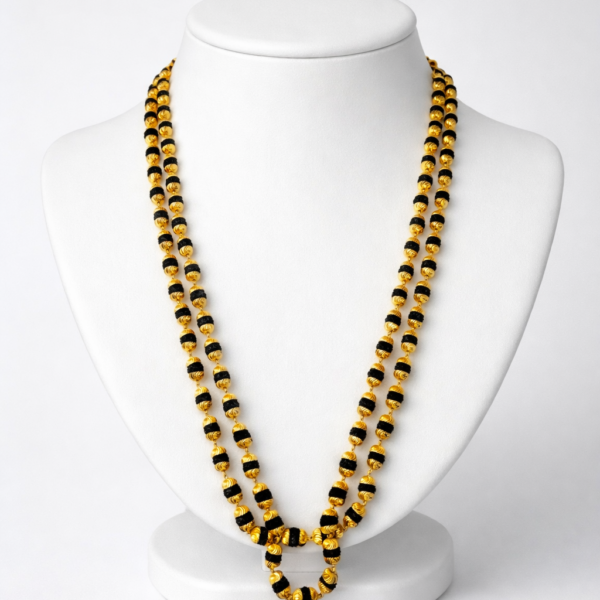 RUDRAKSHA 2 LINE MALA GRAM GOLD PLATED