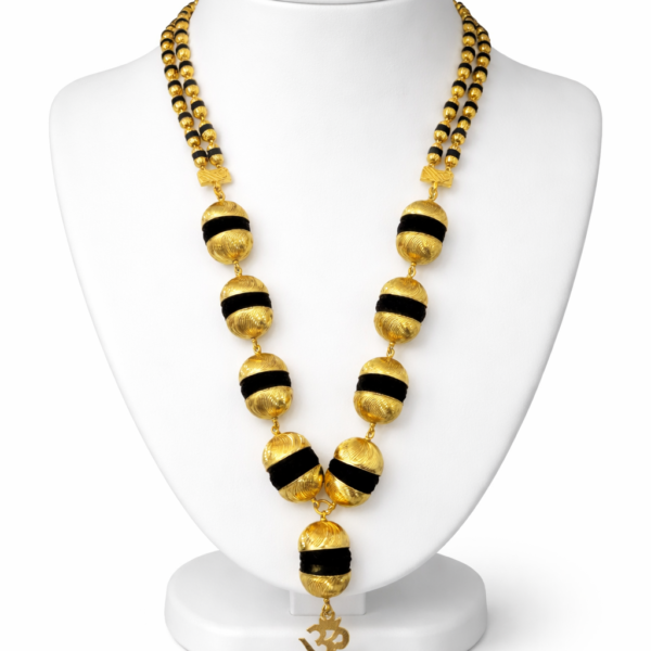 OM BIG SIZE RUDRAKSHA MALA GOLD PLATED