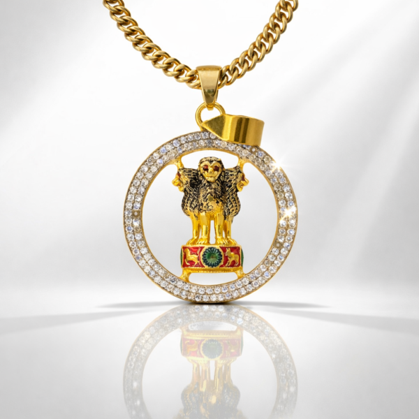 GOLD PLATED ASHOK STAMBH DIOMOND PENDENT