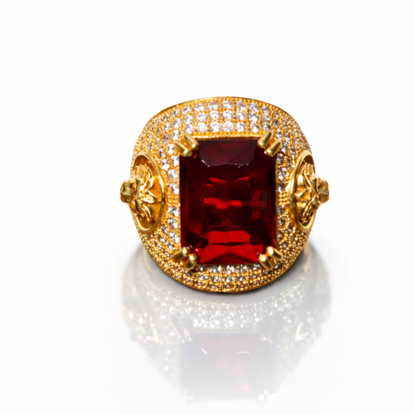 RAJWADI RED STONE RING FOR MEN