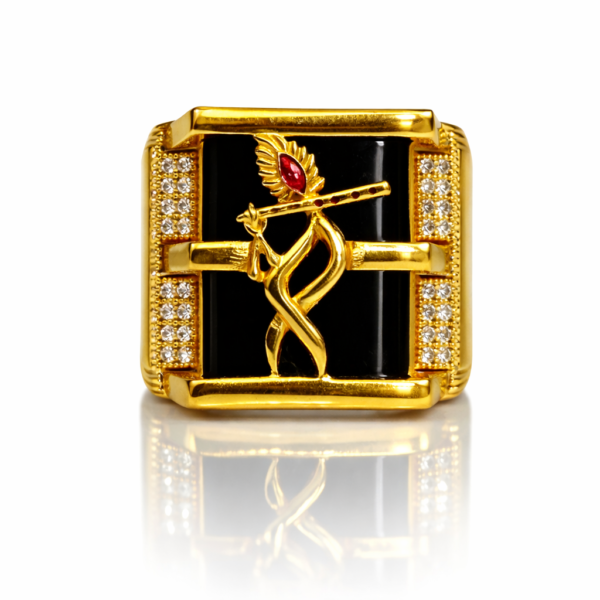 KRISHNA MURLI DESIGNRING FOR MEN  (1 Gram Gold Plated)