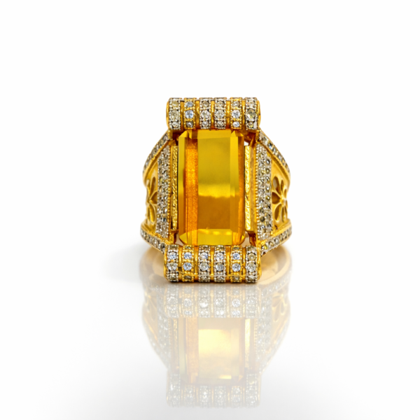 YELLOW SAPPHIRE RING FOR MEN (1 Gram Gold Plated)