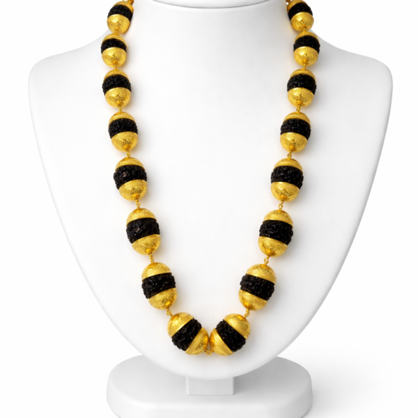 BIG SIZE PLAN RUDRAKSHA MALA GOLD PLATED