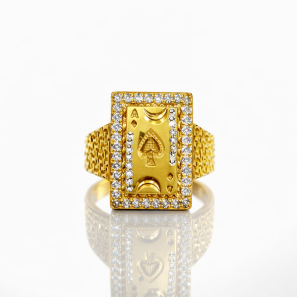 MEN'S ONE GRAM GOLD EKKA DAIMOND RING ( 1 GRAM GOLD PLATED)