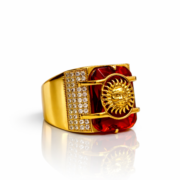 SMALL SURYA RED DAIMOND RING FOR MEN GOLD PLATED