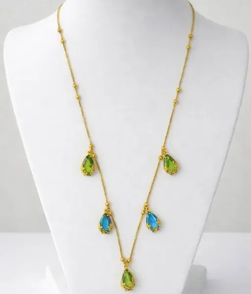 ONYX NECKLACE WITH DIOMOND 1 GRAM GOLD PLATED