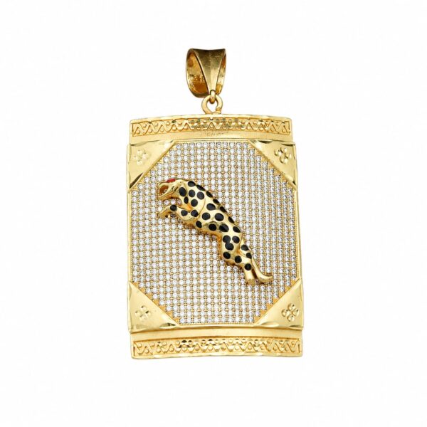 BIG JAGUAR DIOMOND PENDANT GOLD PLATED