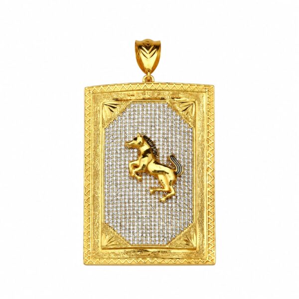 GOLDEN HORSE IN DIOMOND RECTANGLE GOLD PLATED